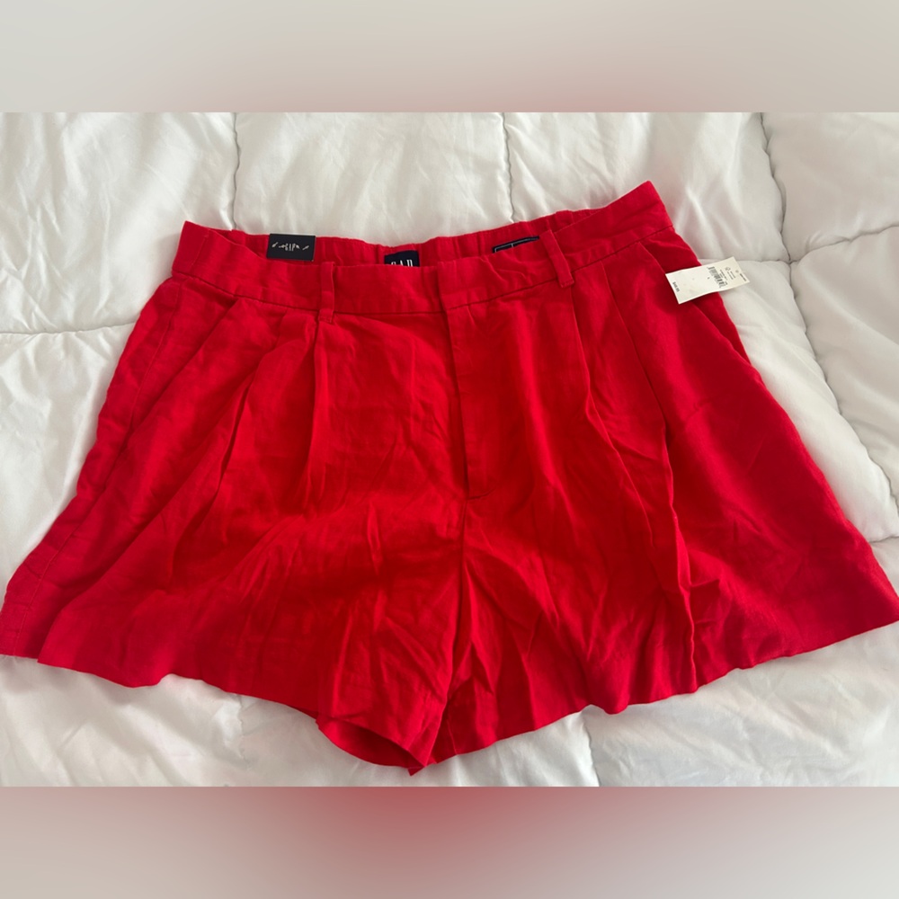 NWT GAP Women's High Waist Red Linen Shorts